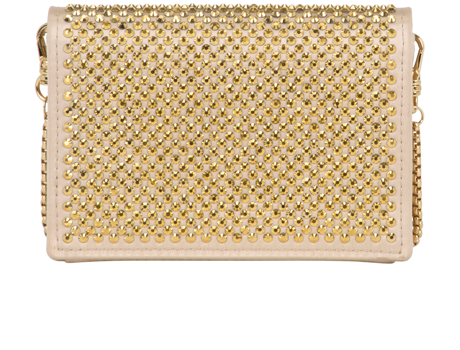 Logo Crystal Card Holder On Chain, &pound;650, Accessories, Gold, Satin, Back view